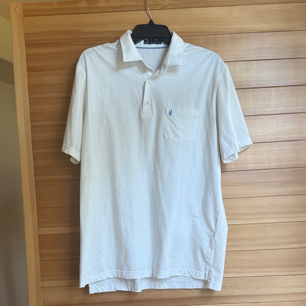 johnnie-O White Polo Shirt with Pocket